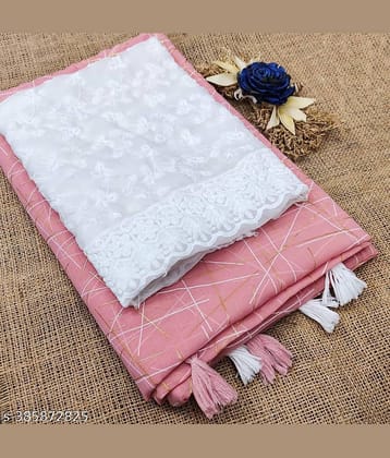 Parmila Fashion Georgette Embellished Saree With Unstitched Blouse Piece ( Pink )
