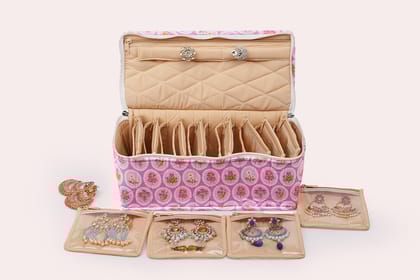 Earring Organiser - 12 Detachable pouch (Pink Rush )