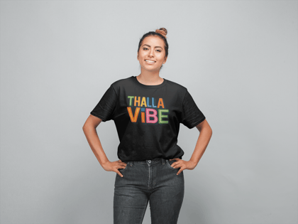 THALLA VIBE T-shirt- MALAYALEE oversized  T-shirt-Black / S