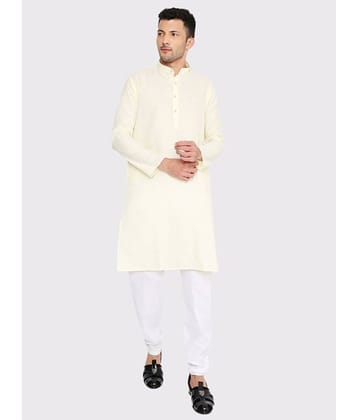 Maharaja - Cream Cotton Blend Men's Regular Kurta ( Pack of 1 )