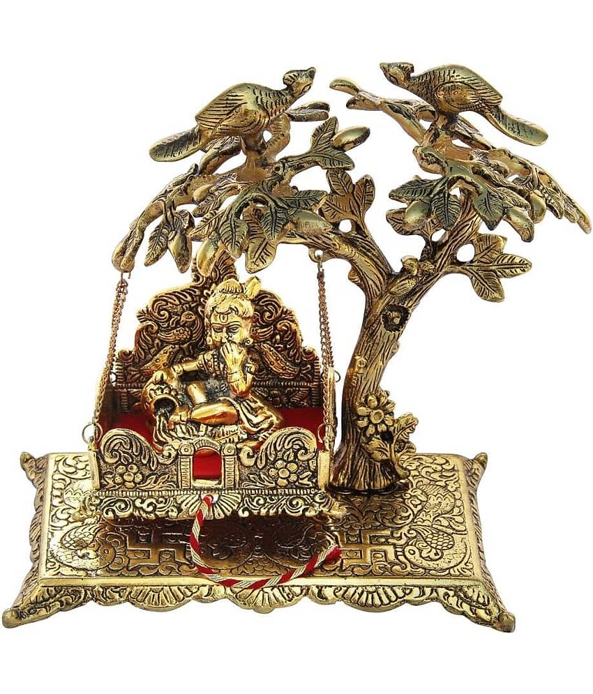 KridayKraft Aluminium Lord Krishna Idol ( 8 cm )