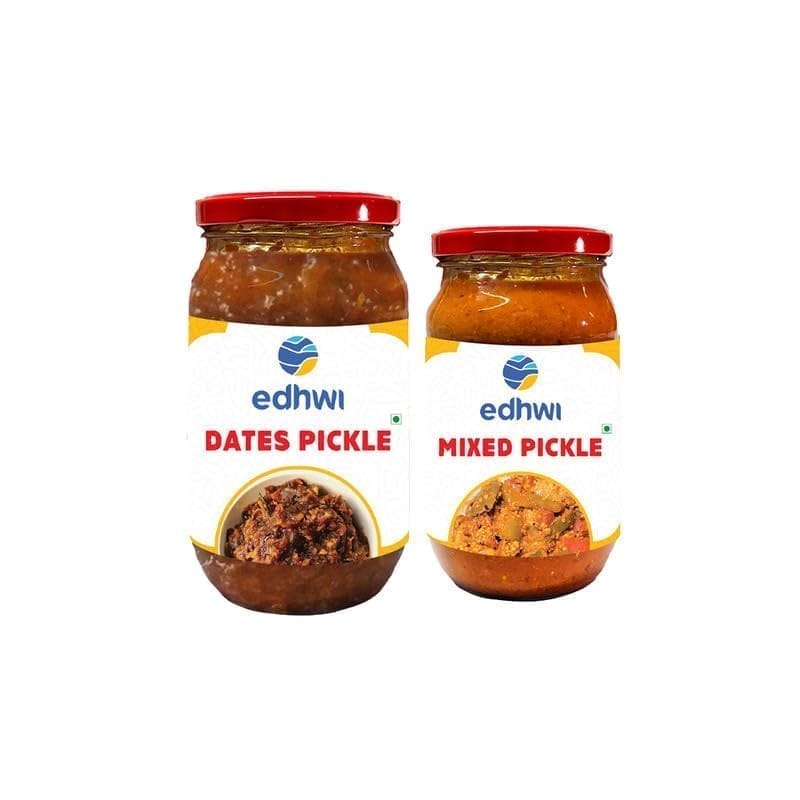 Edhwi Mixed Pickle 200g & Dates Pickle 400g Combo | Authentic Indian Flavors, No Artificial Preservatives