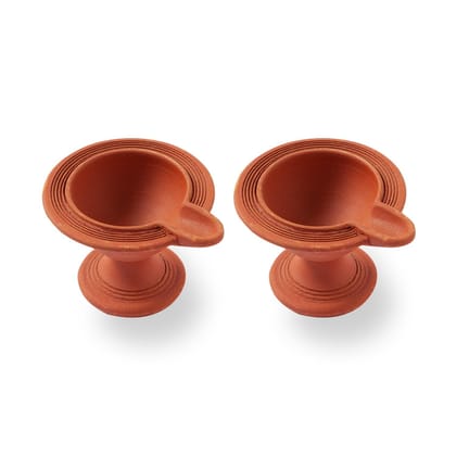 Clay Diya Standing - Set of 2-3Inches x 2.5Inches / Terracotta / Earth / Natural Clay / Terracotta