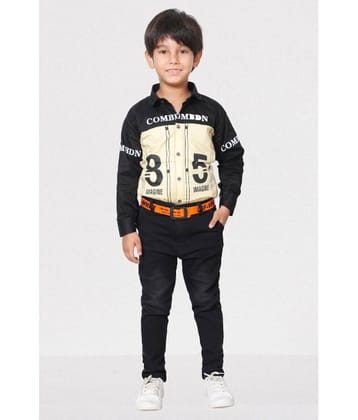 DKGF Fashion Pack of 1 Boys Cotton Blend Shirt & Jeans Set ( Yellow )