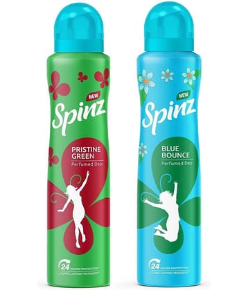 Spinz - 1 PRISTINE 1 BLUE BOUNCE DEODORANT Deodorant Spray for Women 300 ml ( Pack of 2 )
