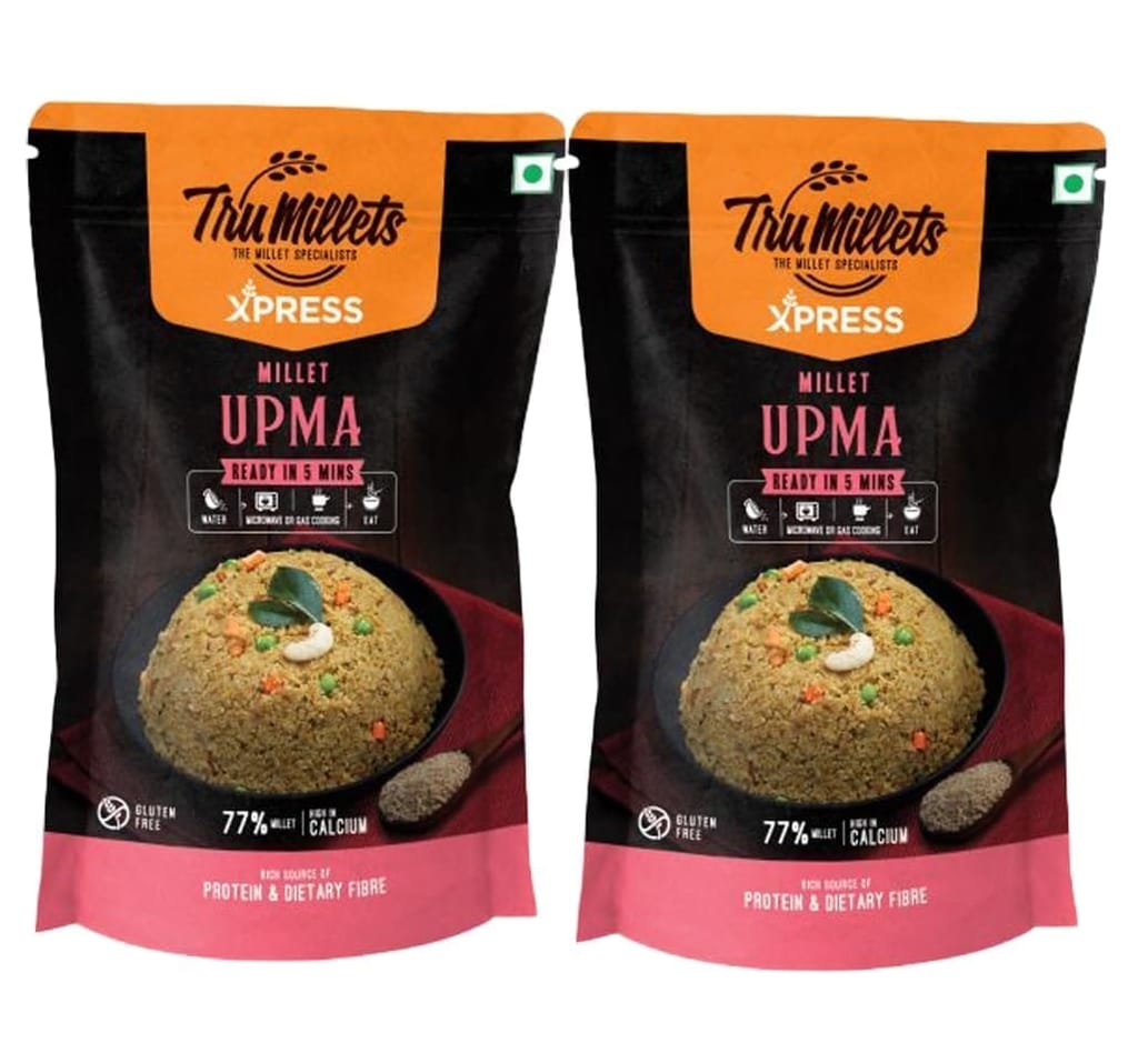 Trumillets Healthy Millet Upma Mix | Breakfast Mix | Ready to Eat | High Protein & Fibre Instant Food | No Preservative (Each 180 Gm Pack of 2)
