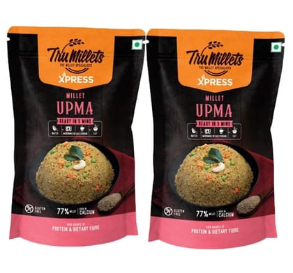 Trumillets Healthy Millet Upma Mix | Breakfast Mix | Ready to Eat | High Protein & Fibre Instant Food | No Preservative (Each 180 Gm Pack of 2)