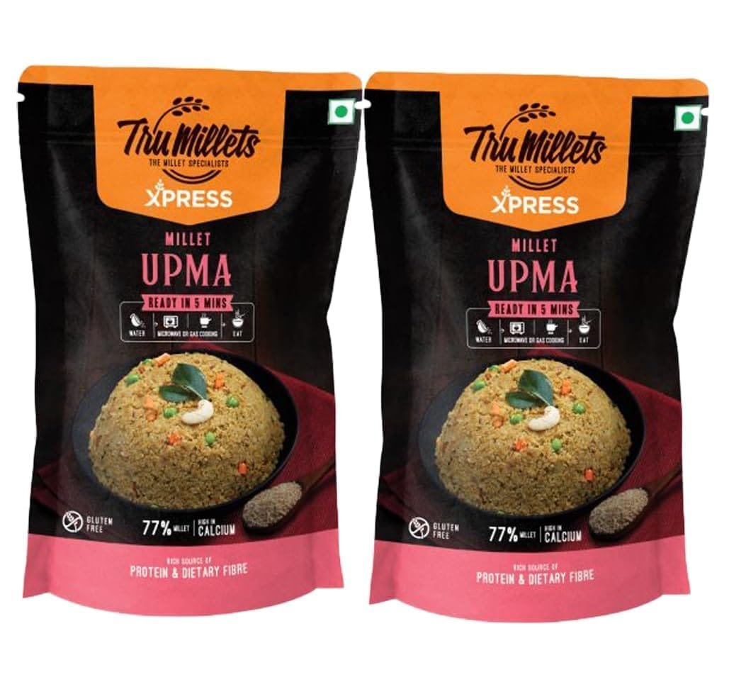 Trumillets Healthy Millet Upma Mix | Breakfast Mix | Ready to Eat | High Protein & Fibre Instant Food | No Preservative (Each 180 Gm Pack of 2)