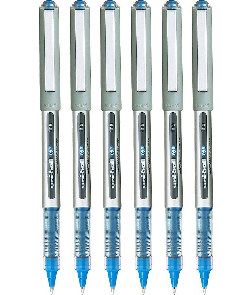 Uni Ball Eye Ub157 Fine 0.7Mm Blue Roller Ball Pen (Pack Of 6, Blue)
