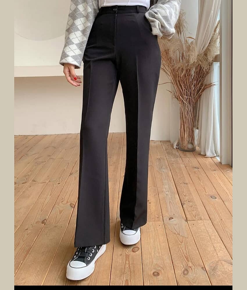 Broadstar Pack of 1 Polyester Straight Women's Casual Pants ( Black )