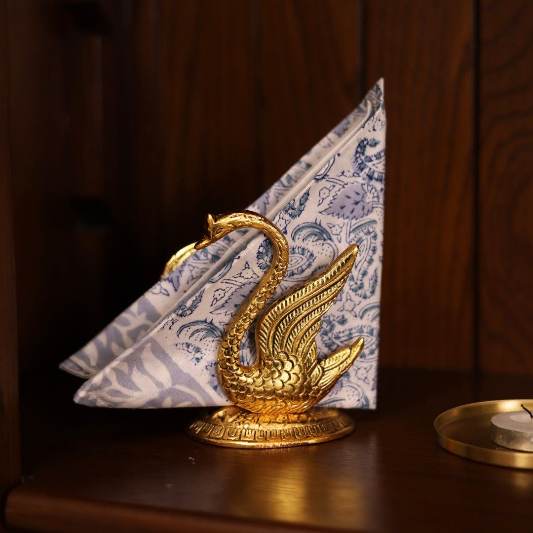 Elegant Swan Tissue Holder | Decorative Napkin Dispenser for Home & Office | Golden-Gold
