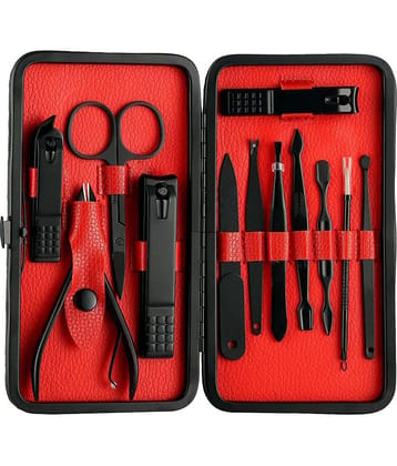 Lenon Beauty 12 in 1 Manicure Pedicure Set, Professional Stainless Steel Grooming Tool Kit with Portable Travel Case Black