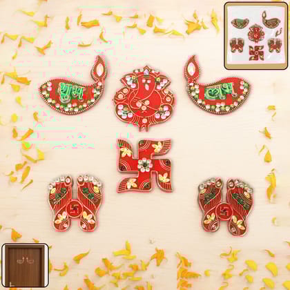 Traditional Decorative Shubh Labh Door Hanging (6 Pc / 1 Set)