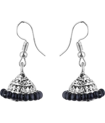 Silver Shine - Black Jhumki Earrings ( Pack of 1 )