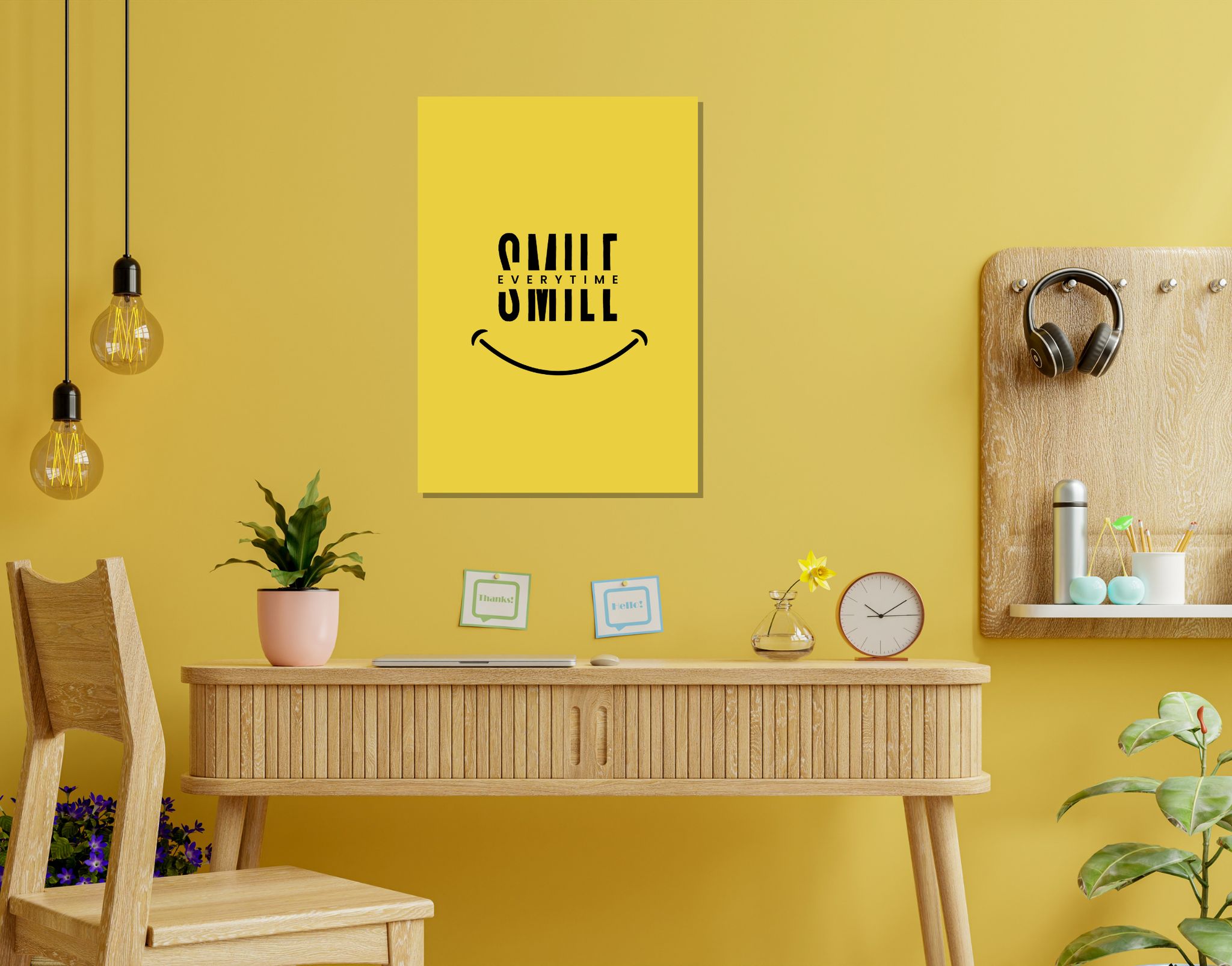 "SMILE EVERYTIME"- Shiny & Sturdy Metallic Poster  Art That Pops & Sticks (Literally!)-A3