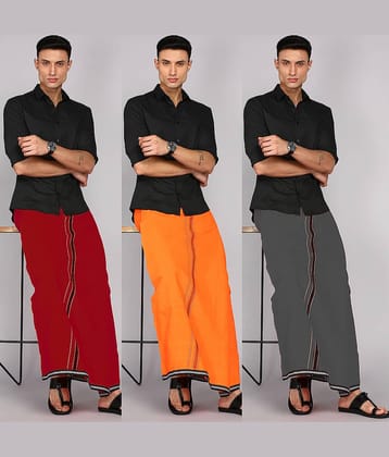 Feather Green Cotton Blend Men's Lungi Multi ( Pack of 3 )