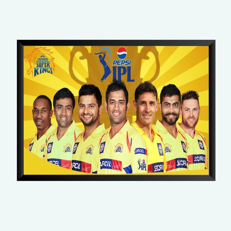 Nokkes Cricket IPL M.S Dhoni CSK Chennai Super King Team Photo Frame 8X12 Inch Size Photo Frame Photo Home Office_msd5