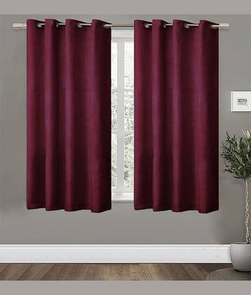 Home Candy Set of 2 Window Blackout Room Darkening Eyelet Polyester Maroon Curtains ( 152 x 120 cm )