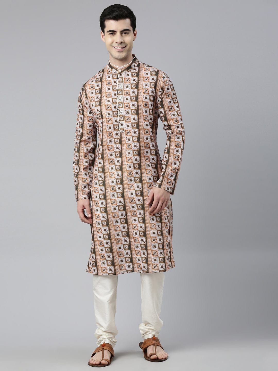 Mustard Tie Dye Kurta Set-M/40 / Only Kurta - No Lowers