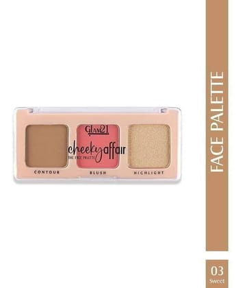 Glam21 Cheeky Affair Face Palette With 3 in 1 Contour, Blush & Highlighter Palette 8.6gm Sweet-03