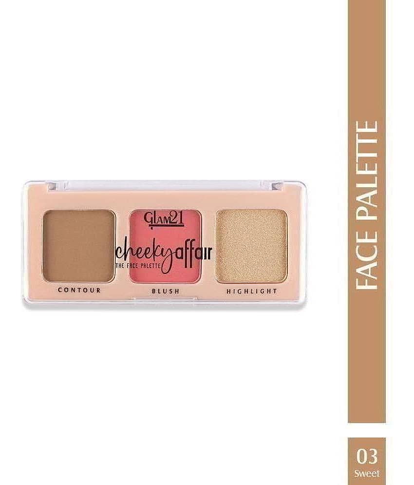 Glam21 Cheeky Affair Face Palette With 3 in 1 Contour, Blush & Highlighter Palette 8.6gm Sweet-03