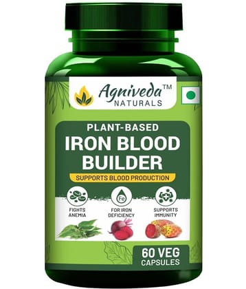 Agniveda Naturals Plant Based Iron Blood Builder, Supports Iron Deficiency For Men & Women - 60 Caps