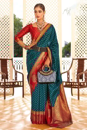 Teal Banarasi Silk Saree