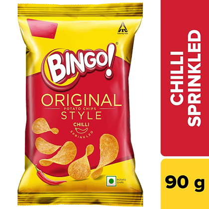 Bingo Flat Cut Spicy Potato Chips - Original Style, Chilli Sprinkled, 90 G