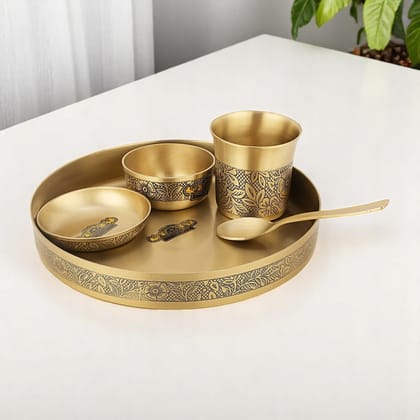 Bronze Etching Baby Thali Set-5 Pcs Perfect for Gifting