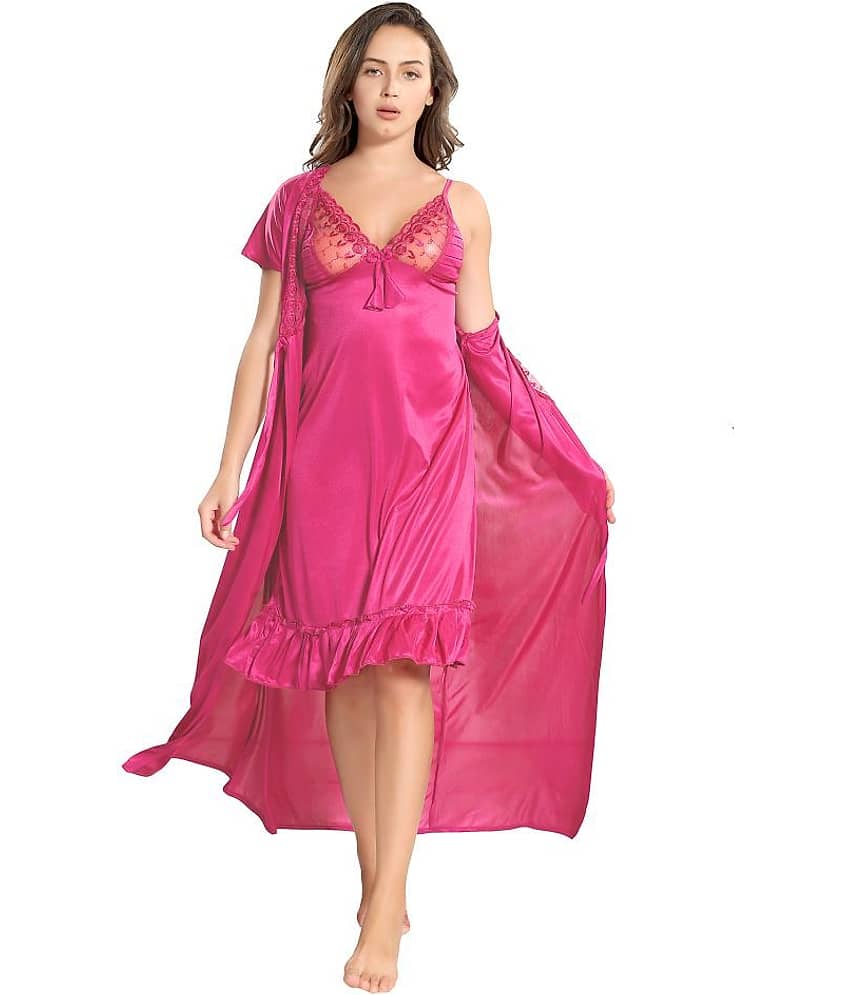 Reposey Satin Nighty & Night Gowns - Pink