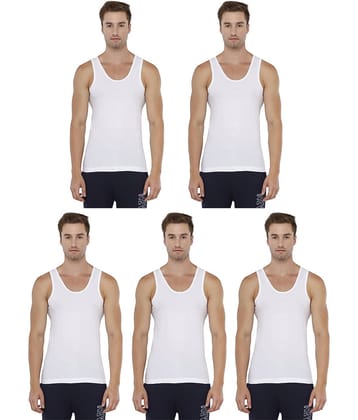 Rupa Jon White Cotton Men's Vest ( Pack of 5 )