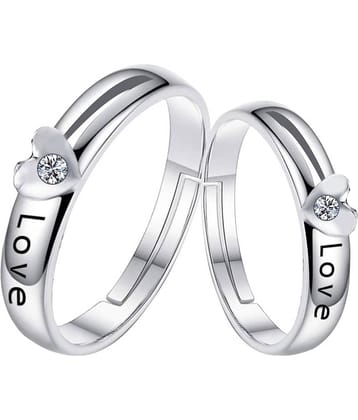 Silverplated Elegant LOVE  Solitaire His and Her Adjustable proposal Diamond couple ring For Men And Women Jewellery