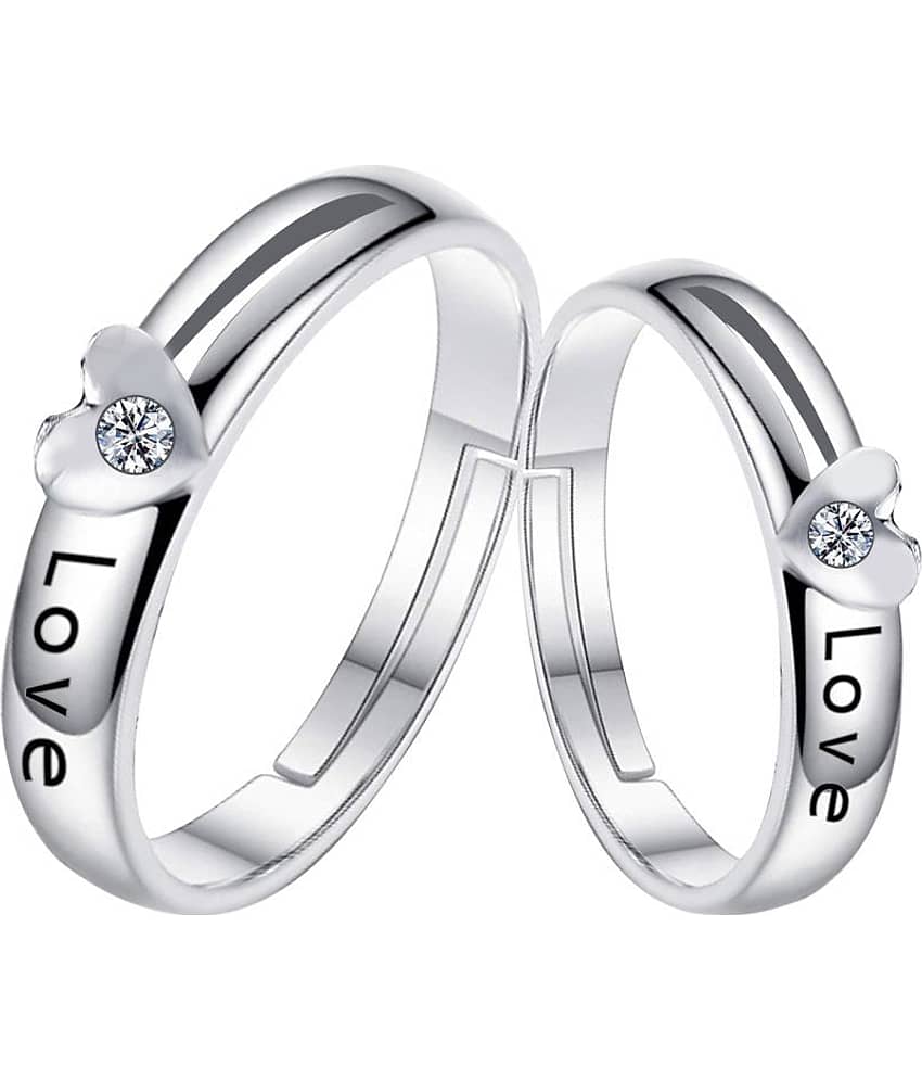 Silverplated Elegant LOVE  Solitaire His and Her Adjustable proposal Diamond couple ring For Men And Women Jewellery