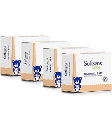 Softsens Baby Natural Bar Soap with Honey, Orange & Natural Almond Oil 100g x 3, Pack of 4