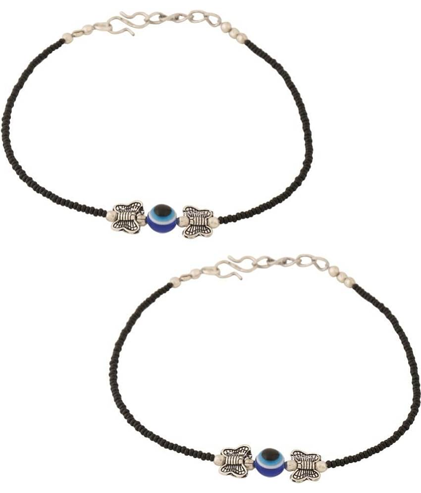 VIRAASI - Black Anklets ( Pack of 1 )