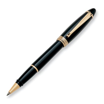 Aurora Ipsilon Resin Black with Gold Trims Rollerball Pen
