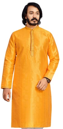 Elegant Yellow Jacquard Kurta for Men-S
