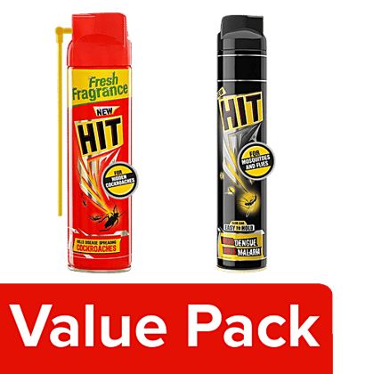 HIT Cockroach Killer Spray + Mosquito & Fly Killer Spray, Each 700 ml, Combo 2 Items