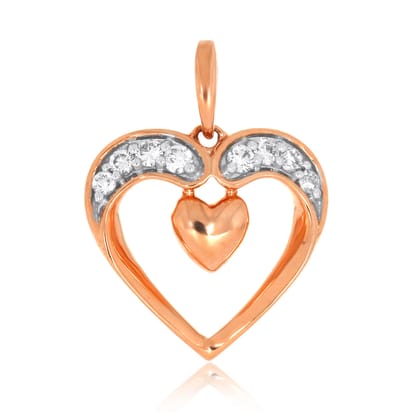 Senco Gold 14K Rose Gold Rose Gold Heart Diamond Pendant (Gold Weight - 1.2 g / 0.11 carat / HI-SI)