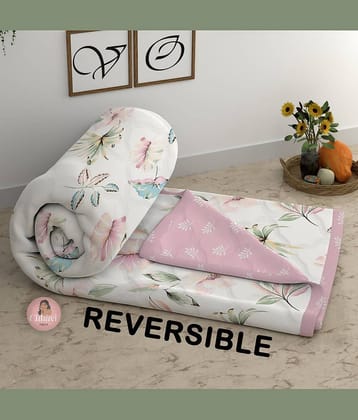 chhavi india Cotton Floral Double Size Comforter ( 220 x 220 cm ) - Pink ( Pack of 1 )