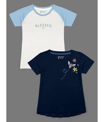HELLCAT Pack of 2 Girls Cotton Blend T-Shirt ( Multicolor )