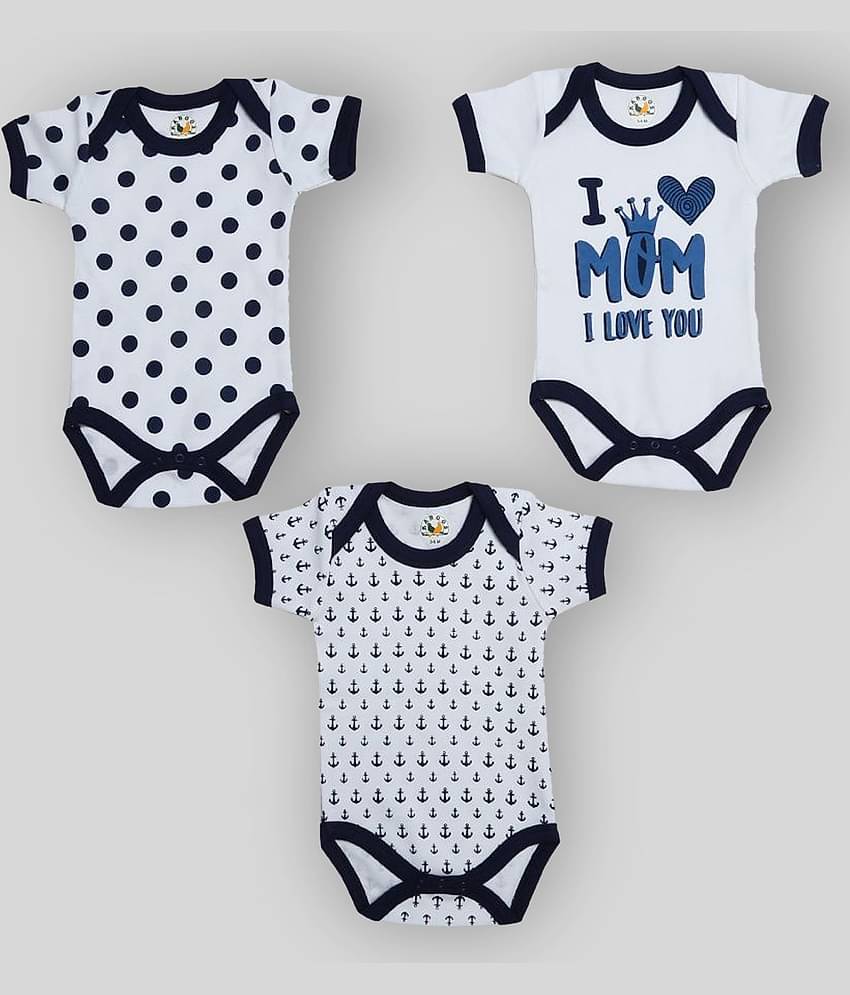 KABOOS Pack of 3 Baby Boys Cotton Blend Bodysuit ( Off White )