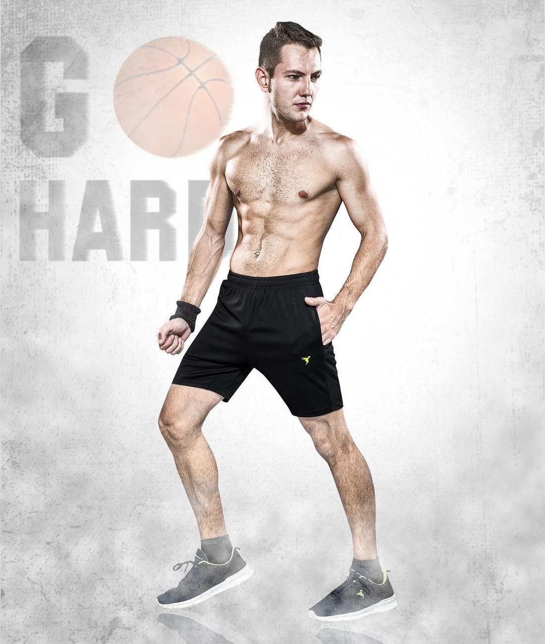 TechnoSport Men's Dry-Fit Shorts Black OR-26-M