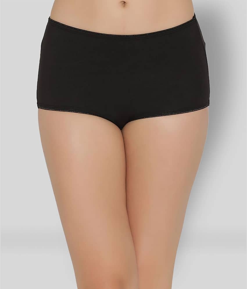 Clovia Cotton Solid Women's Boy Shorts ( Black )