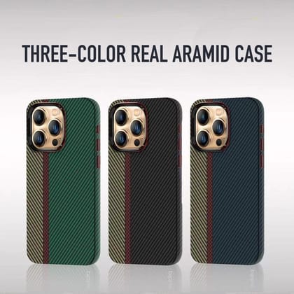 iPhone 15 Pro Max Cover: Real Aramid Carbon Fiber Three Color Kevilar Case-Black