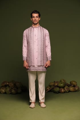 Vrishin Mauve purple Jacket kurta set with trouser-XS/34