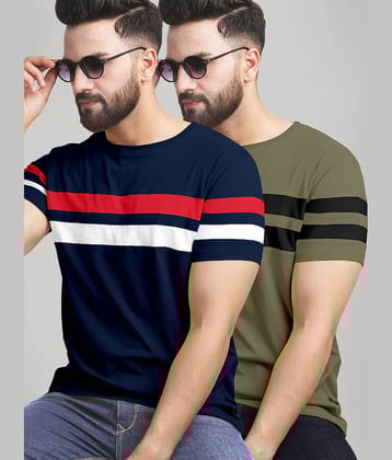 AUSK Pack of 2 Cotton Blend Regular Fit Men's T-Shirt ( Olive )