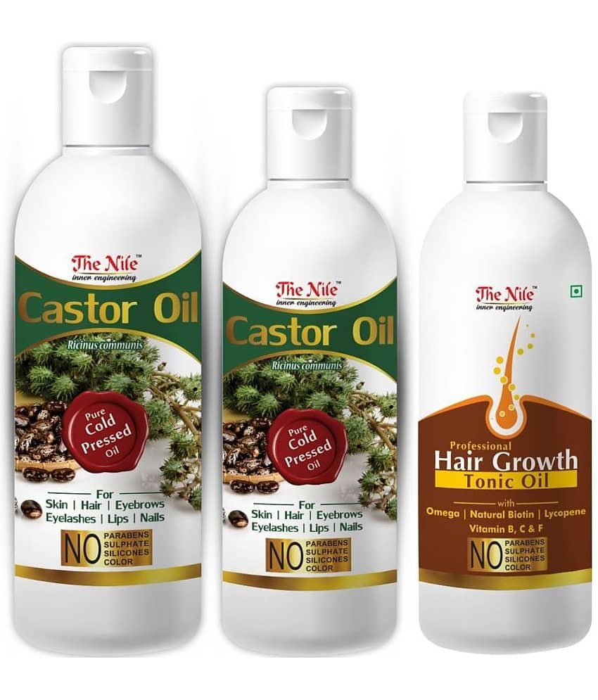 The Nile Castor Oil 150 ML + Castor Oil 100 ML + Hair Tonic 100 Ml 350 mL Pack of 3