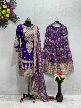Designer Party Wear Top Bottom And Dupatta With Fancy Lace