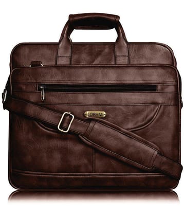 Lorem Brown Faux Leather Office Bag - Brown